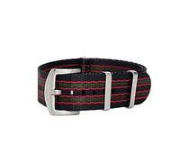 masar 22mm Premium Bracelet NATO Nylon Noir Vert Rouge - James Bond Original - Bracelet de Montre Homme - Strap Black/Red/Green