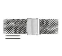 masar 24mm Silver Bracelet de Montre Milanais 24 mm Homme - Maille Milanaise - Grain de Riz - Milanese Mesh 1,0mm - Multimarques Argent