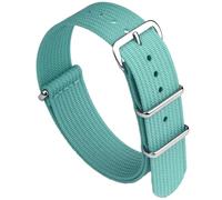 masar Bracelet NATO G10 - Nylon & Silicone Hybride - Bracelet de Montre - Bleu Clair Ocean - Tiffany Teal Blue 22mm