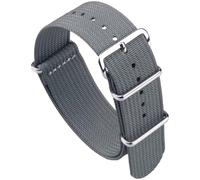 masar Bracelet NATO - Nylon & Silicone Hybride - Bracelet de Montre - Boucle Chrome Poli - Kit avec Outil - OTAN G10 Gris 19mm