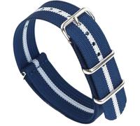 masar Bracelet NATO - Nylon & Silicone Hybride - Bracelet de Montre - Fine Bande Blanche - Kit avec Outil - OTAN G10 Bleu Blanc 20mm