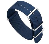 masar Bracelet NATO - Nylon & Silicone Hybride - Bracelet de Montre - Homme et Femme - Kit avec Outil - OTAN G10 Bleu Marine 24mm