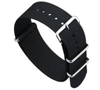 masar Bracelet NATO - Nylon & Silicone Hybride - Bracelet de Montre - Homme et Femme - Kit avec Outil - OTAN G10 Noir 24mm