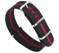 masar Bracelet NATO - Nylon & Silicone Hybride - Bracelet de Montre - Kit avec Outil - OTAN G10 Noir Rouge 22mm