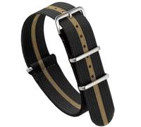 masar Bracelet NATO - Nylon & Silicone Hybride - Bracelet de Montre - Seatbelt Balistique - Kit avec Outil - Kaki OTAN G10 Noir Khaki 20mm