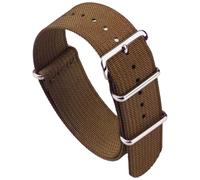 masar Bracelet NATO - Tissu Nylon & Silicone Hybride - Bracelet de Montre - Kit avec Outil - OTAN G10 Marron 18mm
