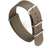 masar Bracelet NATO - Tissu Nylon & Silicone Hybride - Bracelet de Montre - Kit avec Outil - OTAN G10 Marron Clair 18mm