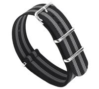 masar James Bracelet NATO Bond - Nylon & Silicone Hybride - Bracelet de Montre - Style Militaire - Kit avec Outil - OTAN Noir Gris G10 20mm
