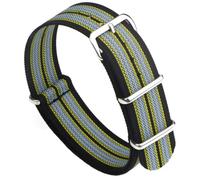 masar James Bracelet NATO Bond - Nylon & Silicone Hybride - Bracelet de Montre - Style Militaire - Kit avec Outil - OTAN Noir Gris Jaune G10 20mm