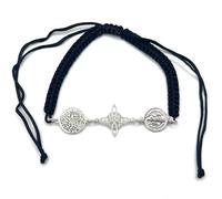 MASBARATA Triple protection tétragramme, nœud de sorcière et scapulaire de Saint Benoît en argent sterling, 18, Pierre, Diverses