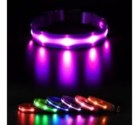 MASBRILL Collier Lumineux Chien, Collier LED Chien Rechargeable et Etanche, Collier Lumineux Haute Visibilité avec 3 Modes de Clignotement pour Petits/Moyens/Gros Chiens (Violet, S)