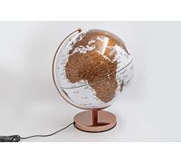 Mascagni 20BO1547 Globe Terrestre décoratif doré Lumineux-Mappemonde-Eclairage LED-Base en métal-Couleur Or-Diamètre 25 cm, 25