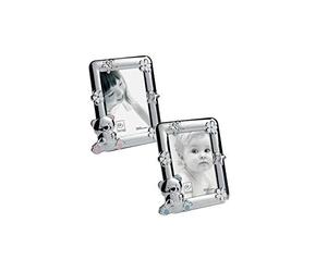 MASCAGNI - Cadre Photo en métal Brillant avec émail et éléments Swarovski - Bleu 13x18cm - Rectangle