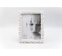 MASCAGNI - Cadre photo en résine avec décorations roses - Blanc - Taille photo 13x18 cm - Rectangle