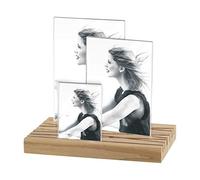 Mascagni - Cadre Photo Multi en Acrylique avec Base autoportante en Bois - Couleur Naturelle - 1 Photo 8x5,5 + 1 Photo 9x13 + 1 Photo 10x15 cm