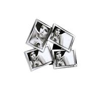MASCAGNI - Cadre photo multi en métal brillant 4 photos 10x15cm - Taille extérieur 32x35 - Rectangle
