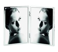 Mascagni Casa Cadre photo 7X10 double en métal brillant, argent
