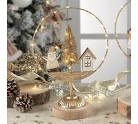 Mascagni Casa Décoration lumineuse Père Noël en bois, 20 x 30 cm, or