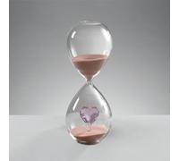 Mascagni Casa Sablier en verre avec cœur rose 20 cm