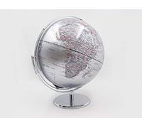 MASCAGNI - Globe terrestre Lumineux Vertical pivotant - Couleur Argent - Rétroéclairage LED - Mappemonde Diamètre 30 cm