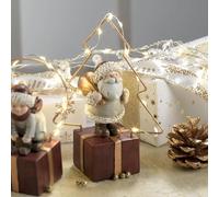Mascagni Maison Père Noël en résine avec sapin LED 16 cm Décoration de Noël