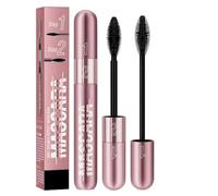 Mascara 2 en 1 épaississant et allongeant, mascara waterproof 4D Silk Fiber Telescopic Tubing noir, 5 fois plus long, volumineux et recourbé, volume et longueur longue durée pour un effet faux cils