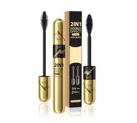 Mascara 2 en 1 imperméable en fibre de soie améliore volume et longueur sans agglomérations, durable et anti-taches