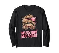 Mascara Amusant Messy Bun Mud Squad Run Mudder Trail Running Manche Longue