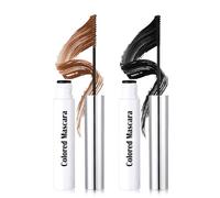 Mascara Coloré Kit, 2 Colors Marron Noir, Fibre 3D Volume & Courbe, Pinceau Fin Not Bloom Eyelashes Allongeant Curling, Mascara Waterproof Longue Durée, Maquillage Femme Effet Naturel des Yeux-11+12
