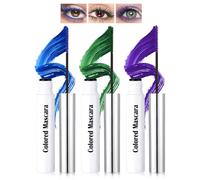 Mascara Coloré Kit, 3 Couleurs Bleu Vert Violet, Fibre 3D Volume & Courbe | Mascara Waterproof Longue Durée, Pinceau Fin Allongeant Curling et Longueur, Maquillage Cadeau Femme Effet Naturel Yeux