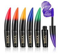Mascara Coloré, MKNZOME 6 Couleurs Mascara Waterproof Longue Tenue Mascara Fibre de Soie 4d Maquillage Femme Yeux pour Halloween, Noël, fête d'anniversaire