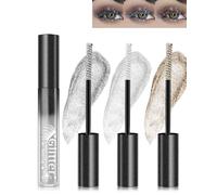 Mascara Glitter-3 couleurs Argent Blanc Or Métallique Mascara à paillettes, Diamant Glitter Longue Tenue Volumisateur Extension Curling Cils, Waterproof Brillant Maquillage des Yeux Pour Femmes-1+4+6