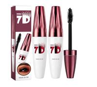 Mascara Noir Volume Imperméable 7D, Mascara à Fibres Effet Faux Cils, Anti-Bavures Pas d'Yeux de Panda, Allongeant Longue Durée, Maquillage des Yeux Végétalien Sans Cruauté (2 pcs)