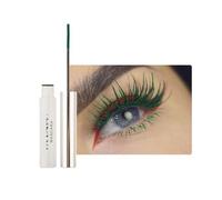 Mascara ultra fin et imperméable pour cils longs - Pinceau fin imperméable - Pour cils verts - Longue durée - Avec fibre de soie - Non agglomérant (07 vert, fine)