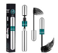 Mascara Waterproof Noir - 2 in 1 Mascara Effet Faux Cils Extra Longs Mascaras Fibre de Soie Imperméable à l'eau Longue Durée, Anti-Taches et Non Agglomérant, 9 ml