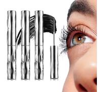 Mascara Waterproof Noir 4D, Mascara Volume Longue Tenue à Fibre de Soie, Effet Allongeant et Recourbant Naturel, Idéal pour Mariage et Soirées, Fini Légèrement Pailleté (3 pcs)
