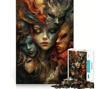 Mascarade des Visages Puzzle de 1000 pièces pour Adultes Entraînement cognitif Jeu d'intérieur Construction de Motifs 38x52cm