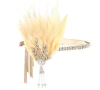 Mascarade Plume Coiffe Rétro Bandeau Fête Festive Cheveux Accessoires Ensemble, Jaune 1, Taille Unique