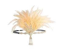 Mascarade Plume Coiffe Rétro Bandeau Fête Festive Cheveux Accessoires Ensemble, jaune, Taille Unique