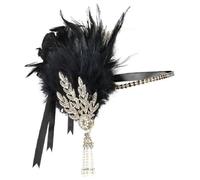 Mascarade Plume Coiffe Rétro Bandeau Fête Festive Cheveux Accessoires Ensemble, Noir 1, Taille Unique