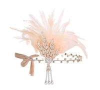 Mascarade Plume Coiffe Rétro Bandeau Fête Festive Cheveux Accessoires Ensemble, rose, Taille Unique