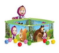 Mascha und der Bär Piscine à balles avec balles colorées, Jouet pour Enfants (Piscine à balles carrées, avec 50 balles colorées, Convient à partir de 18 Mois, Dimensions : 75 x 75 x 30 cm),