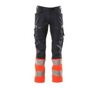 Mascot 19679-236-10222 Accelerate Safe Prowash Stretch Zones Pantalon bicolore avec poches aux genoux, noir/bleu/rouge haute visibilité, taille 82C52