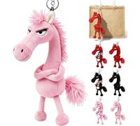 Mascotte Chanceuse de l'Année du Cheval - Pendentif Peluche pour Sacs, Cadeau Nouvel An 2026, Symbole de Force, Courage et Équilibre, pour Sac à Dos, Pochette et Sac à Main (without Scarf, Pink)