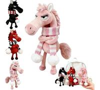 Mascotte Chanceuse de l'Année du Cheval - Pendentif Peluche pour Sacs, Cadeau Nouvel An 2026, Symbole de Force, Courage et Équilibre, pour Sac à Dos, Pochette et Sac à Main (with Scarf, Pink)