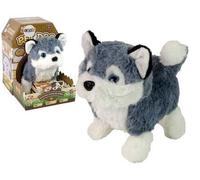 Mascotte chien husky interactive qui marche et entend le son de la queue en mouvement