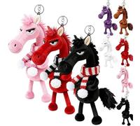 Mascotte porte-bonheur de l'année du cheval - Cadeau de Nouvel An 2026, pendentif en peluche pour sac de cheval, petite breloque symbolisant la force, le courage, l'équilibre et l'avenir, Noir, rouge