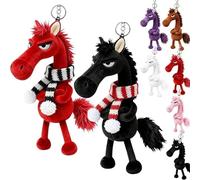 Mascotte porte-bonheur de l'année du cheval - Cadeau de Nouvel An 2026, pendentif en peluche pour sac de cheval, petite breloque symbolisant la force, le courage, l'équilibre et l'avenir, noir/rouge