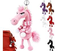 Mascotte porte-bonheur de l'année du cheval - Cadeau de Nouvel An 2026, pendentif en peluche pour sac de cheval, petite breloque symbolisant la force, le courage, l'équilibre et l'avenir, Rose +