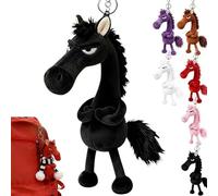 Mascotte porte-bonheur de l'année du cheval - Cadeau de Nouvel An 2026, pendentif en peluche pour sac de cheval, petite breloque symbolisant la force, le courage, l'équilibre et l'avenir, Noir
